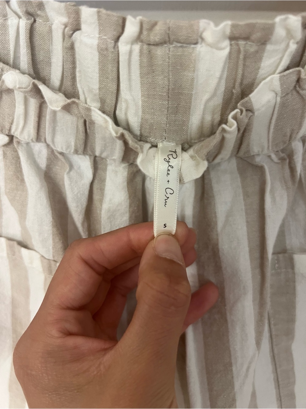 Rylee + Cru Beige & White Striped Linen Button-Up Matching Set Coastal Resort - Picture 9 of 9